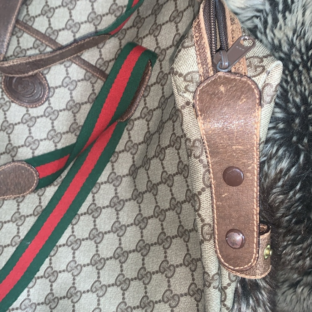 Gucci Authentic Vtg Sherry Coated Canvas Travel Weekender Bag - Picture 4 of 13